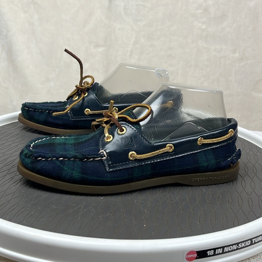 Sperry Blue and Green Plaid Topsider Boat Shoes Womens 7.5 - Picture 5 of 15